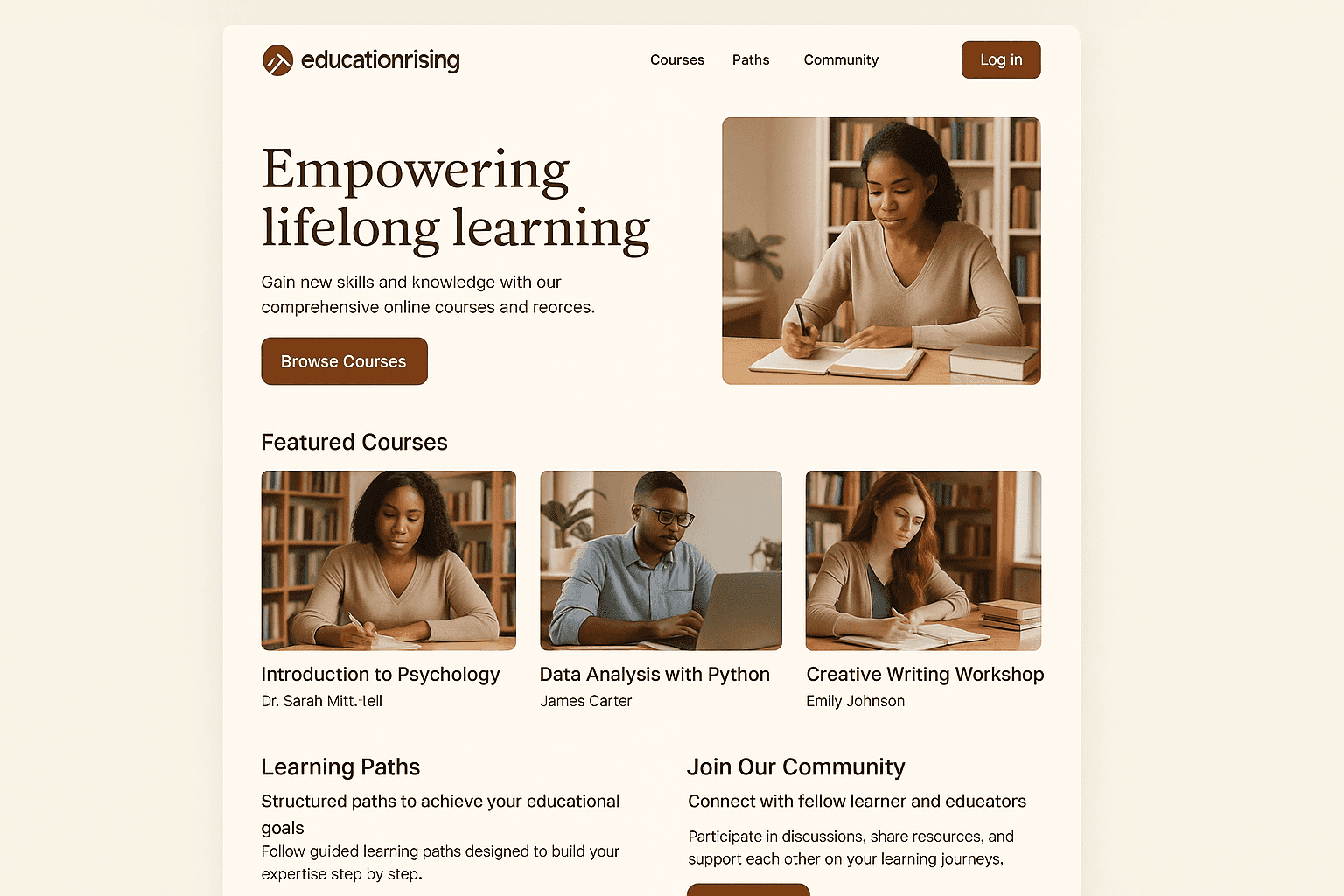 educationrising.com website mockup